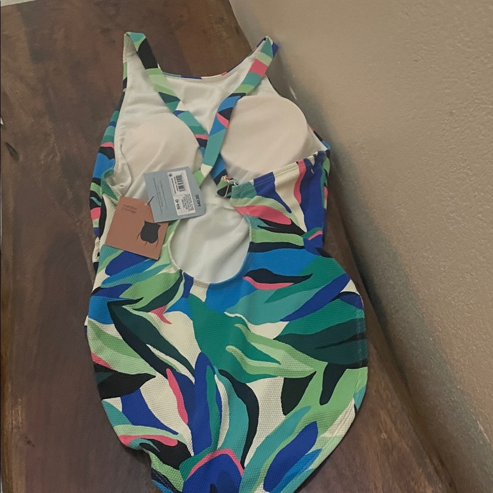 ❌SOLD❌ Tropical High Neck Print One-Piece Swimsuit by Shade & Shore - Picture 5 of 5